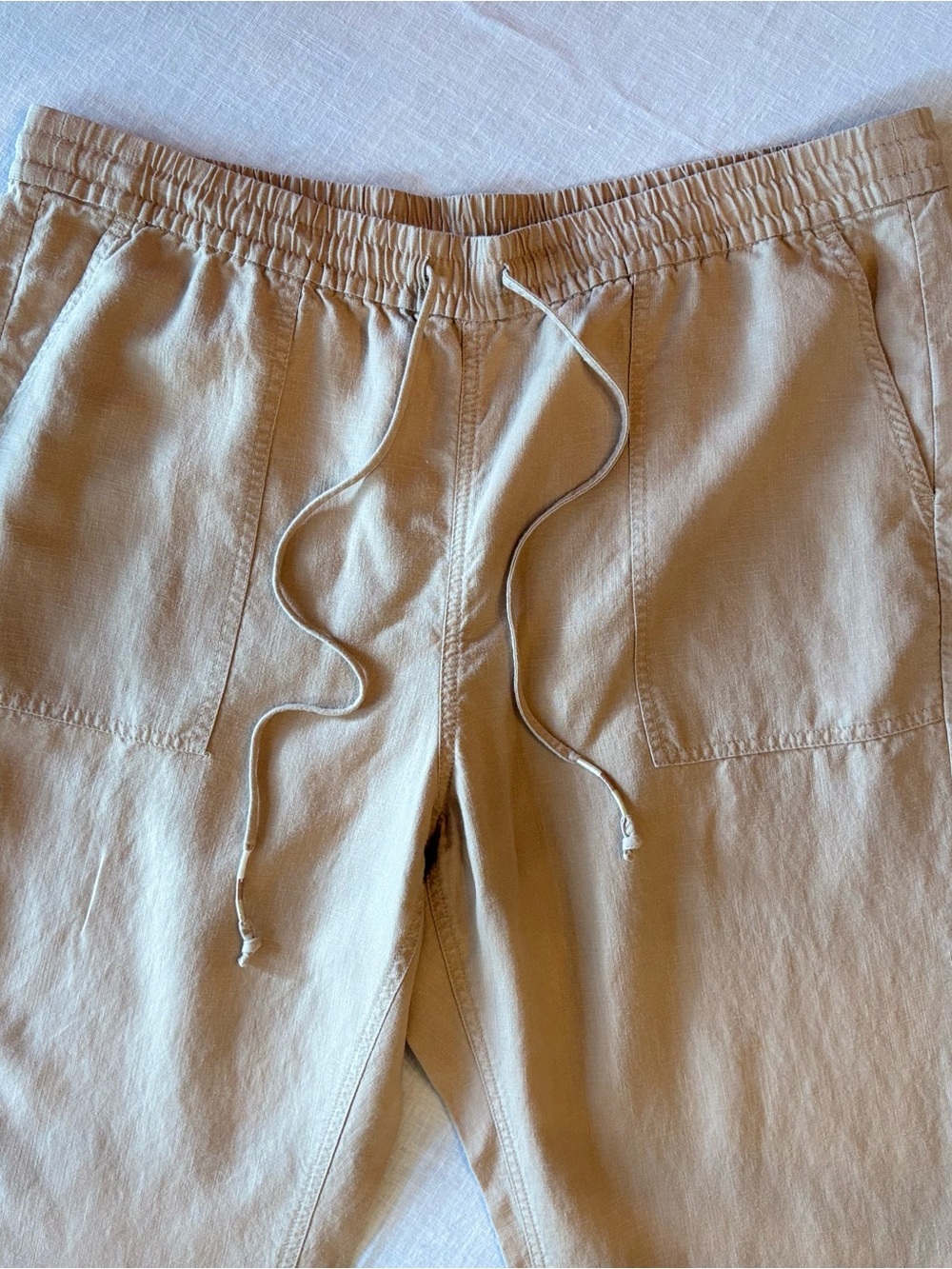 J. Crew Women’s Almond Biscotti Drawstring Linen Blend Pants Xl - Picture 2 of 9